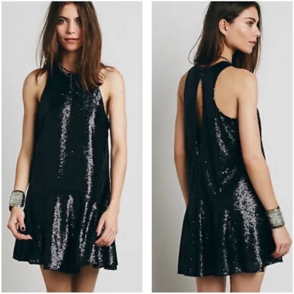 Free People Black Sequined Party Dress